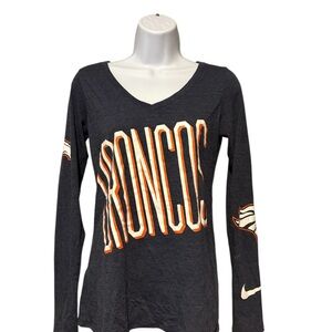 Nike NFL Team Apparel Women's Denver Broncos Long Sleeve V Neck Tee Blue Small